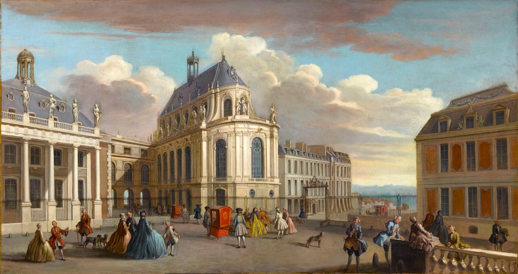 Le château de Versailles, cour de la chapelle.